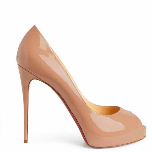 CHRISTIAN LOUBOUTIN Nude Peep Patent New Very Prive Pumps Shoes Heels 120mm - Picture 15 of 16